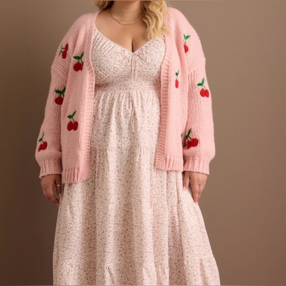 ARULA Pink Cherry Oversized Cardigan Sweater SIZE B = 2X = 18/20 **NWT** - Picture 2 of 10